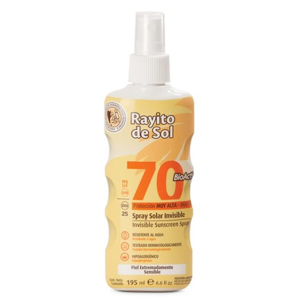 RAYITO DE SOL PROTECTOR SOLAR SPRAY FPS 70 X 195 ML.